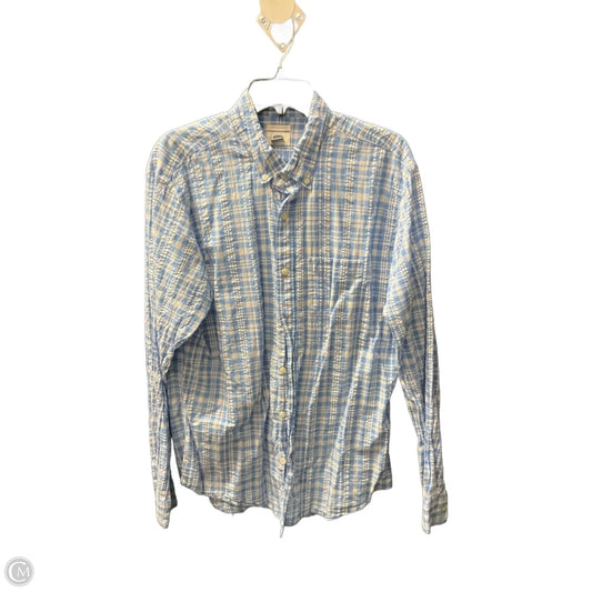 Blouse Long Sleeve By Old Navy In Plaid Pattern, Size: L