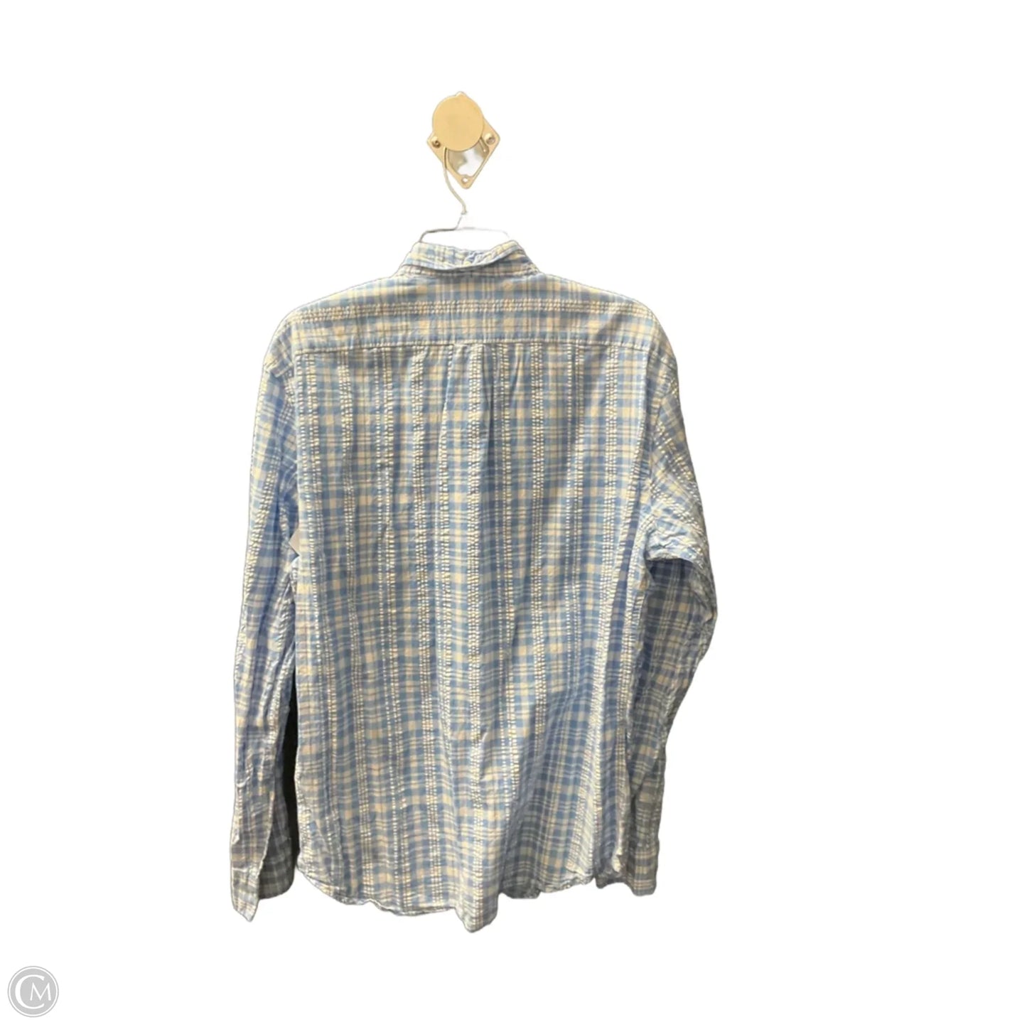 Blouse Long Sleeve By Old Navy In Plaid Pattern, Size: L