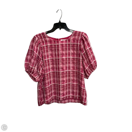 Top Short Sleeve By Madewell In Plaid Pattern, Size: M