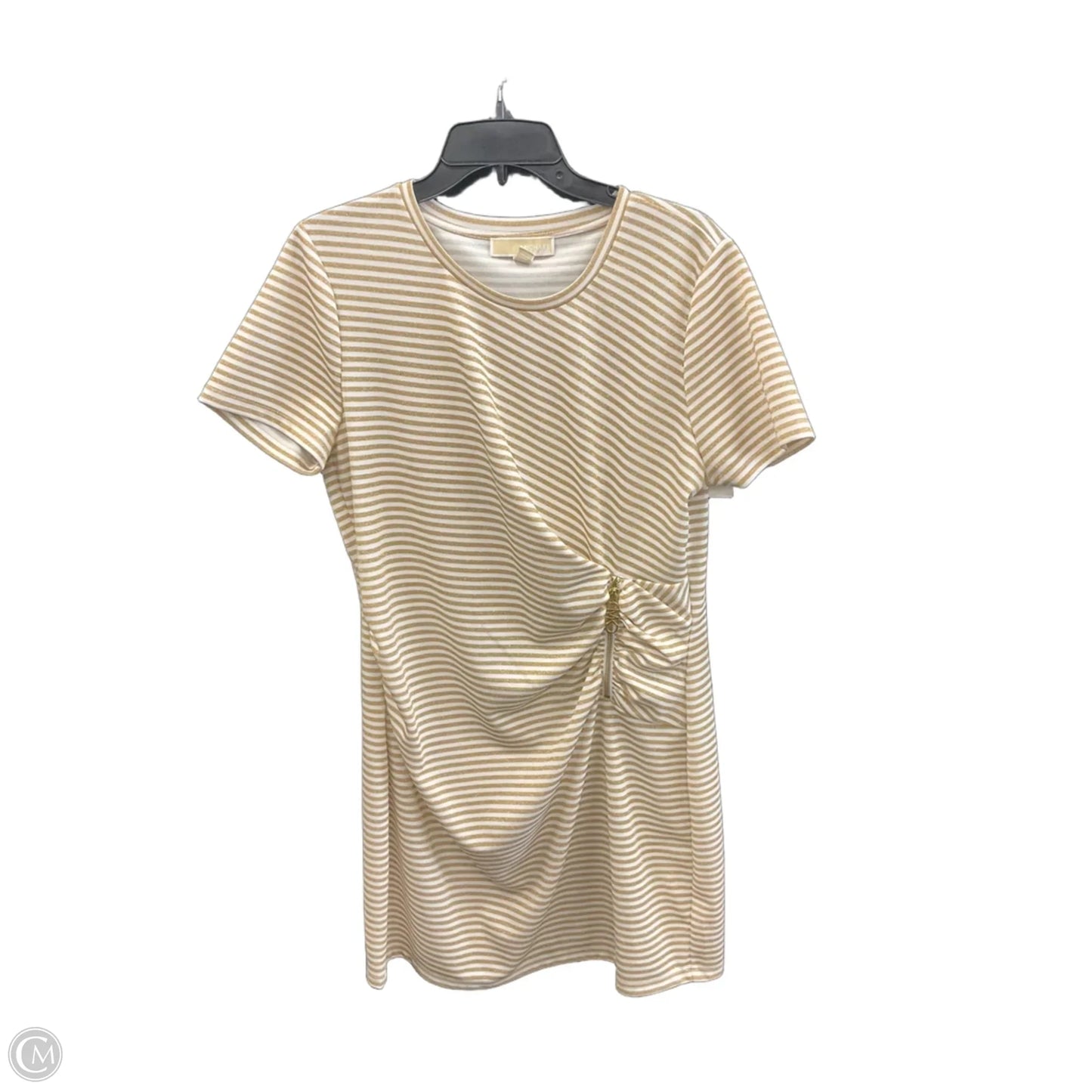 Dress Casual Midi By Michael By Michael Kors In Tan & White, Size: Xl