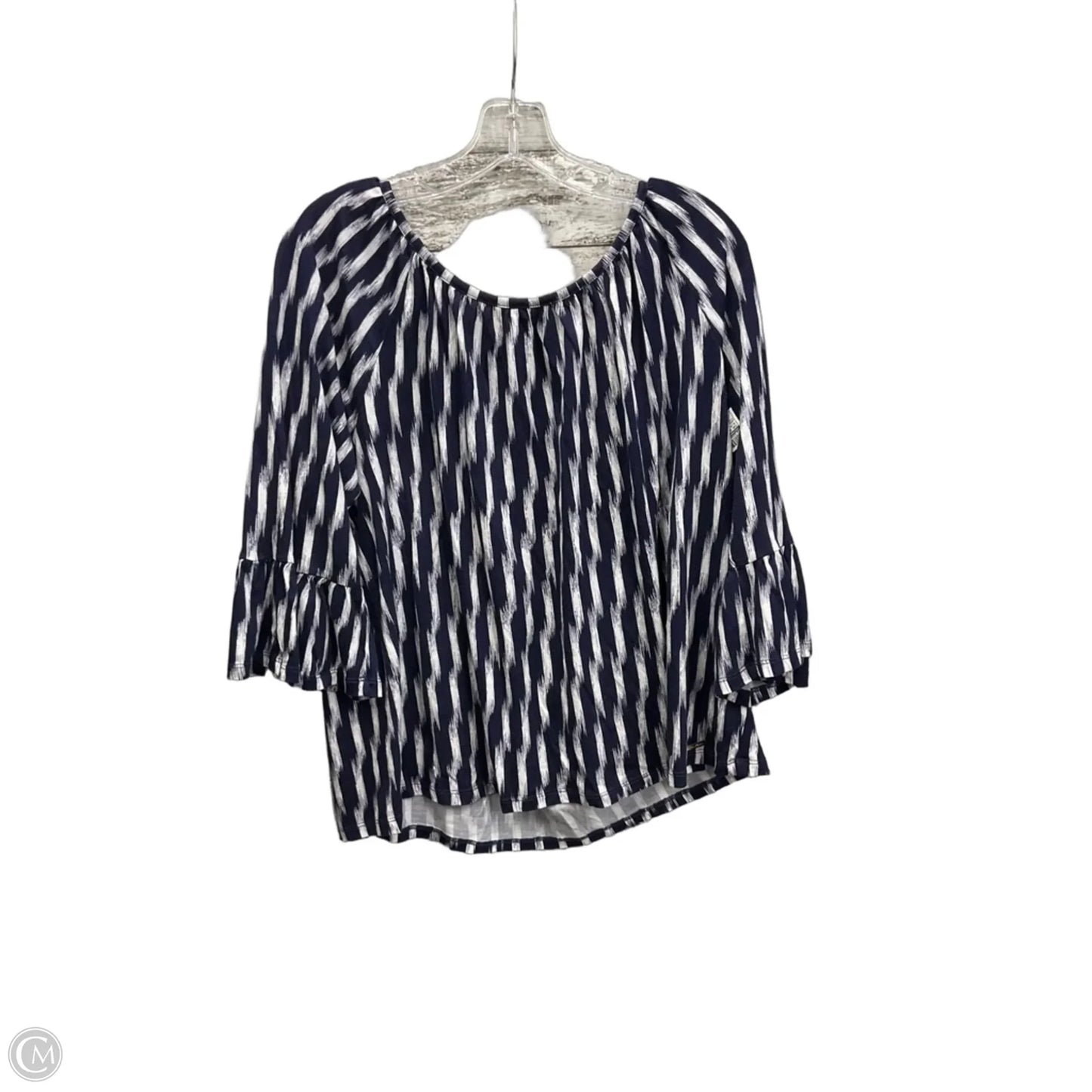 Top 3/4 Sleeve By Michael By Michael Kors In Blue & White, Size: Xl