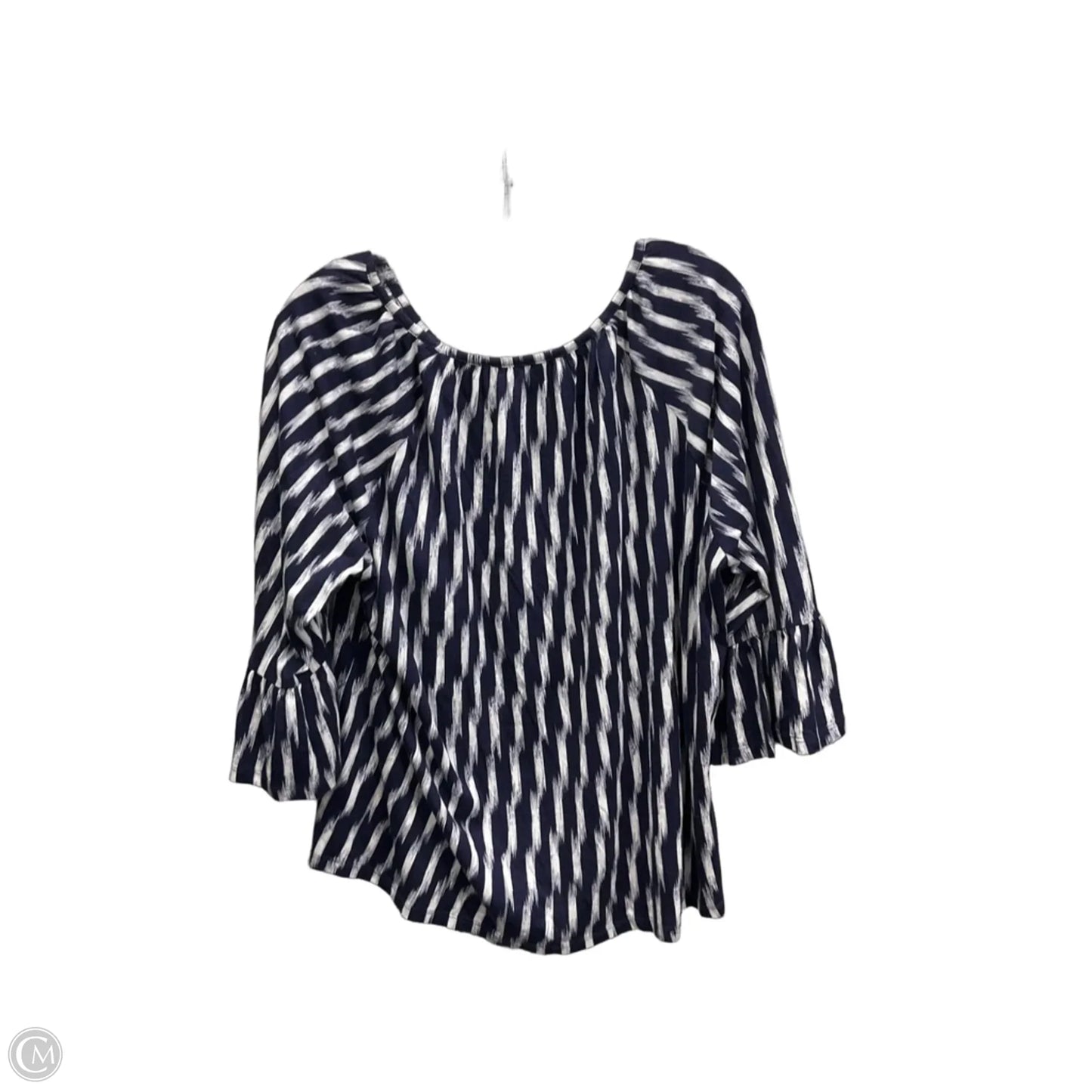 Top 3/4 Sleeve By Michael By Michael Kors In Blue & White, Size: Xl