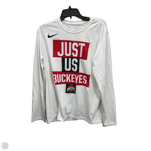 Athletic Top Long Sleeve Crewneck By Nike In White, Size: L