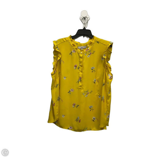 Top Sleeveless By Loft In Yellow, Size: Xl