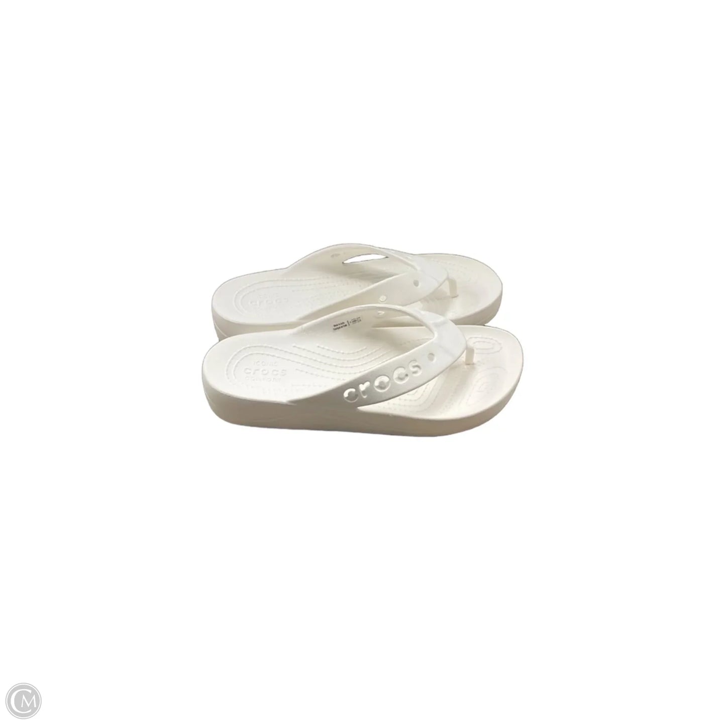 Sandals Flip Flops By Crocs In White, Size: 6
