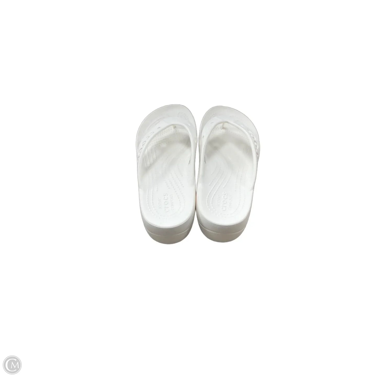 Sandals Flip Flops By Crocs In White, Size: 6