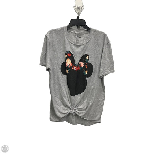Top Short Sleeve By Disney In Grey, Size: 1x