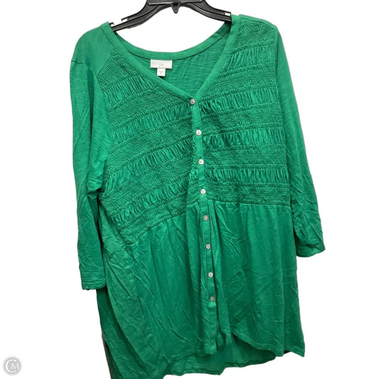Top 3/4 Sleeve By J. Jill In Green, Size: Xl