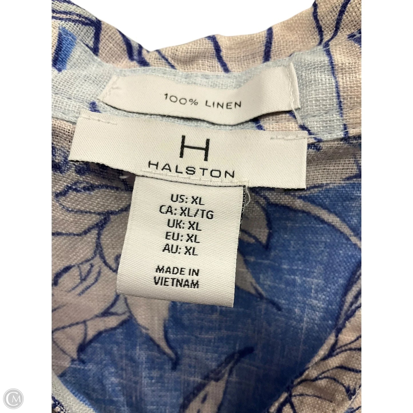 Top Short Sleeve Designer By Halston In Blue, Size: Xl