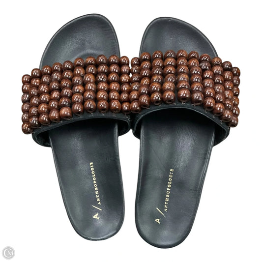 Sandals Flats By Anthropologie In Black & Brown, Size: 7.5