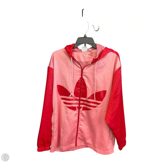 Athletic Jacket By Adidas In Pink & Red, Size: S