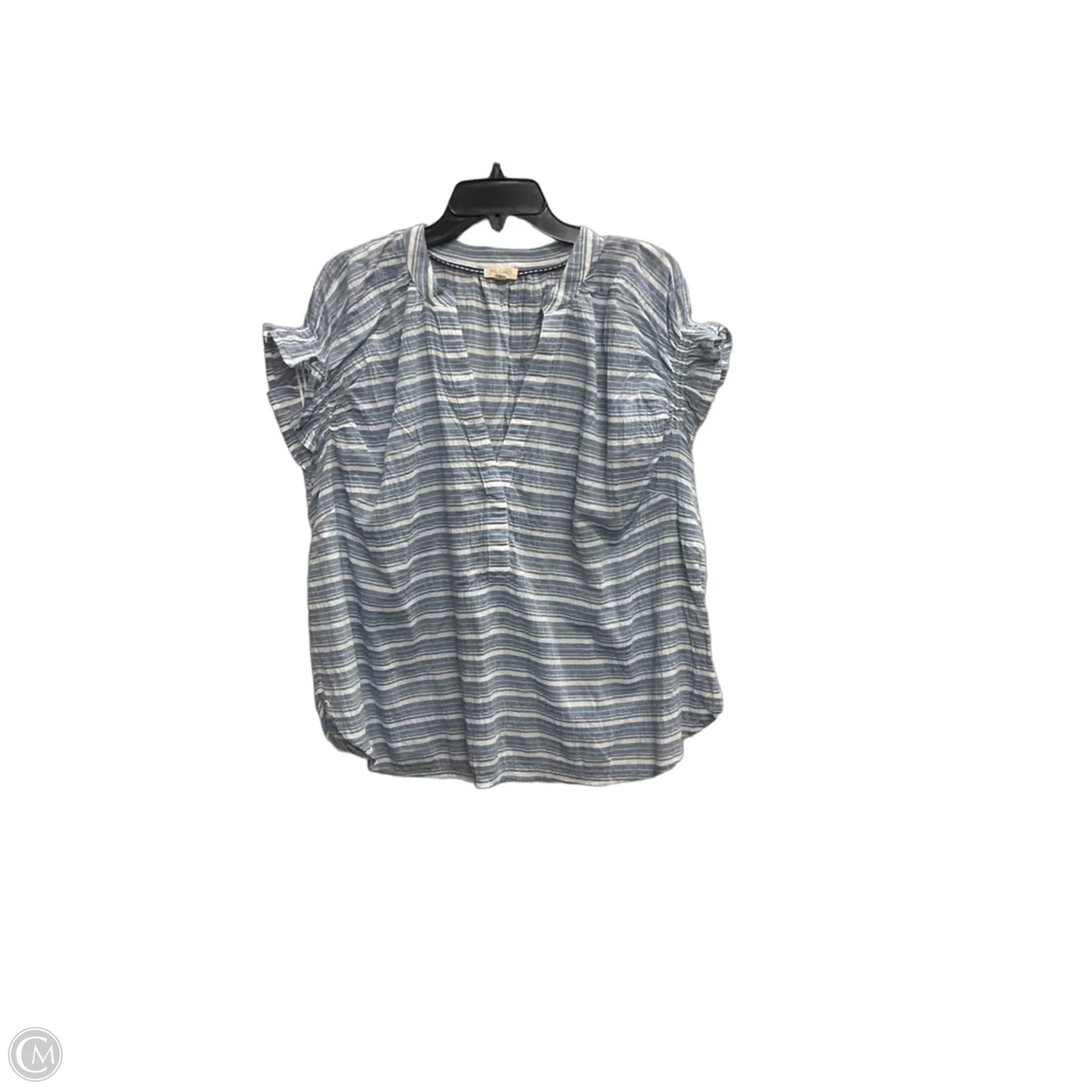 Top Short Sleeve By Pilcro In Blue & White, Size: 1x