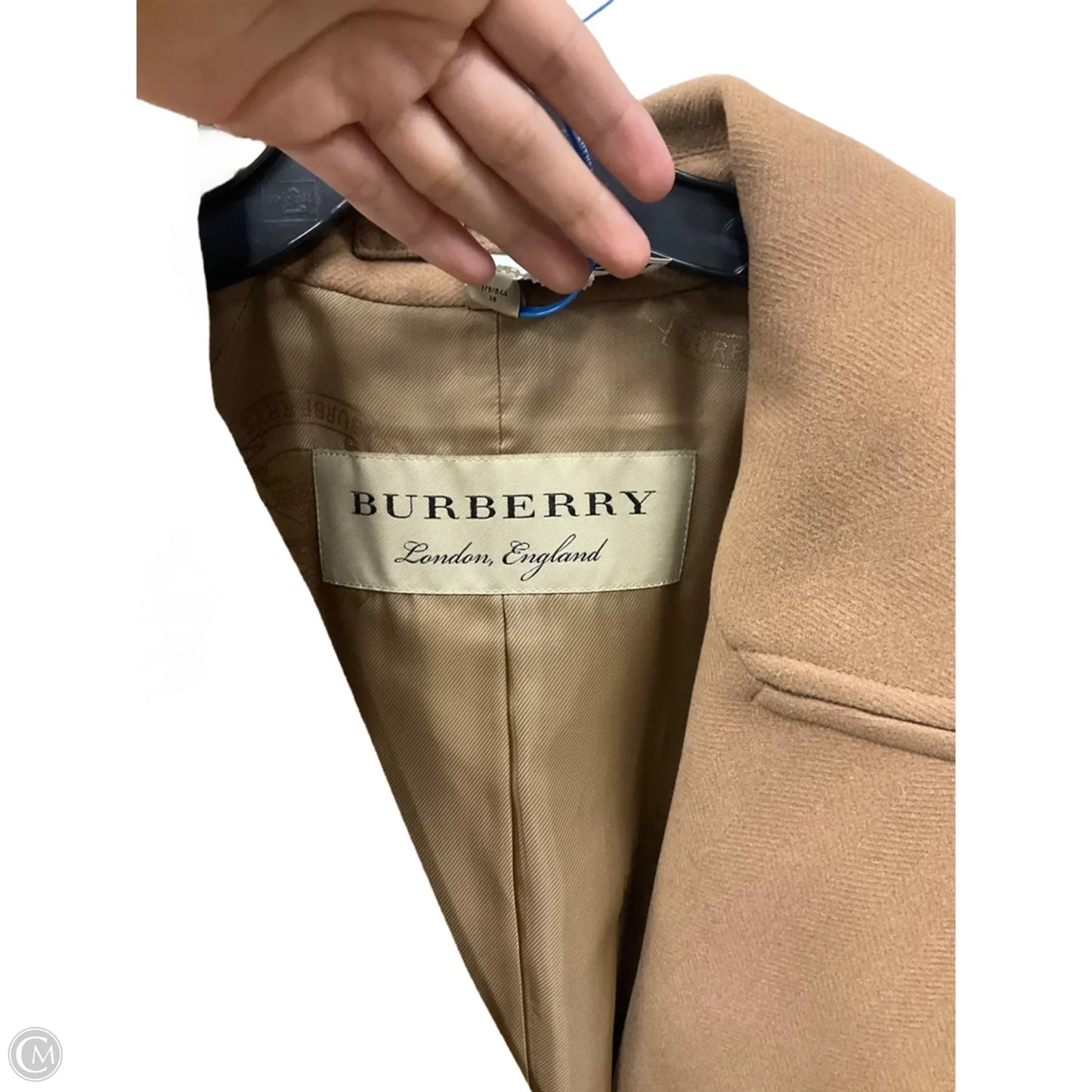 Coat Luxury Designer By Burberry In Tan, Size: M