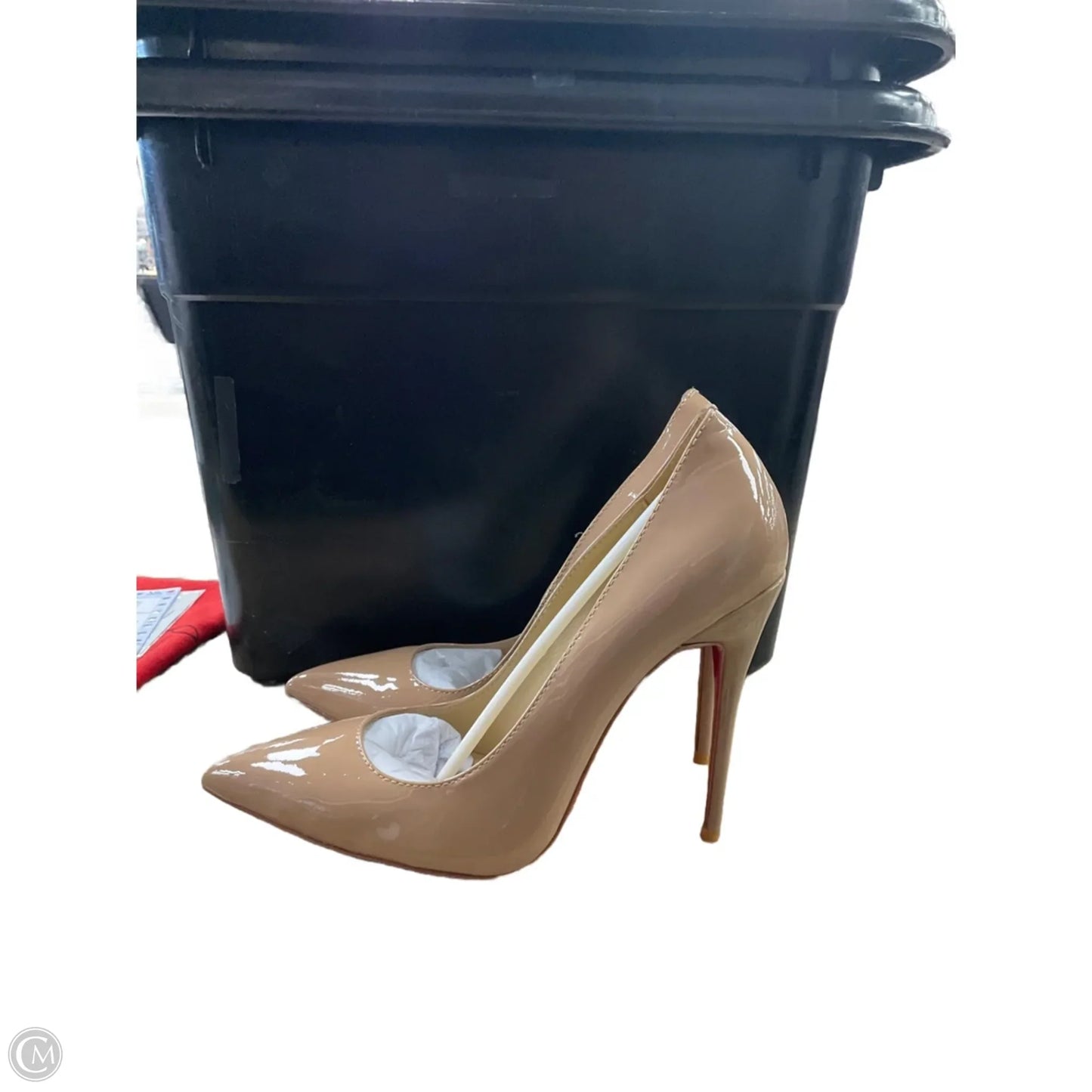 Shoes Luxury Designer By Christian Louboutin In Tan, Size: 9.5