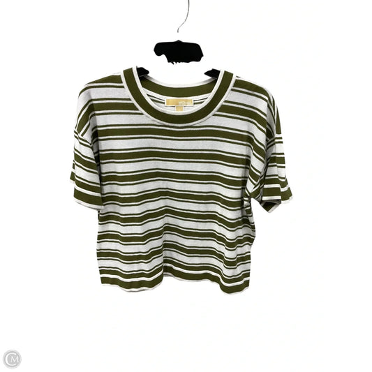 Top Short Sleeve By Michael By Michael Kors In Green & White, Size: M