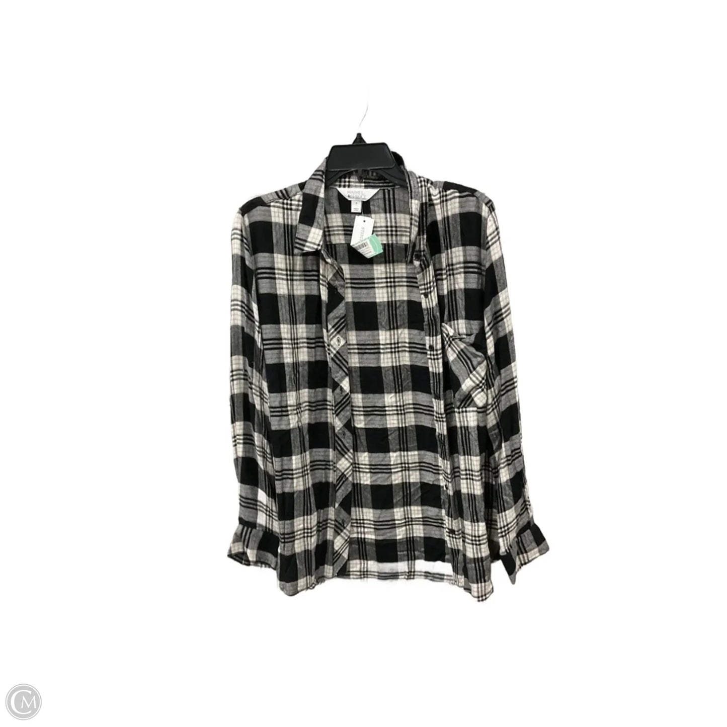 Blouse Long Sleeve By Market & Spruce In Black & Grey, Size: M