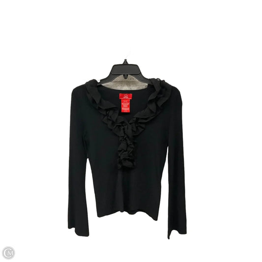 Top Long Sleeve Luxury Designer By Oscar De La Renta In Black, Size: S