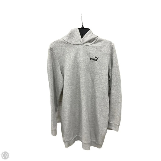 Athletic Sweatshirt Hoodie By Puma In Grey, Size: L