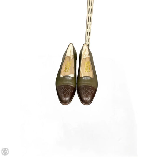 Shoes Luxury Designer By Ferragamo In Brown, Size: 9