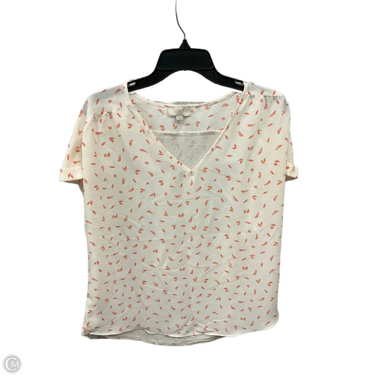 Top Short Sleeve By Loft In Orange & White, Size: L