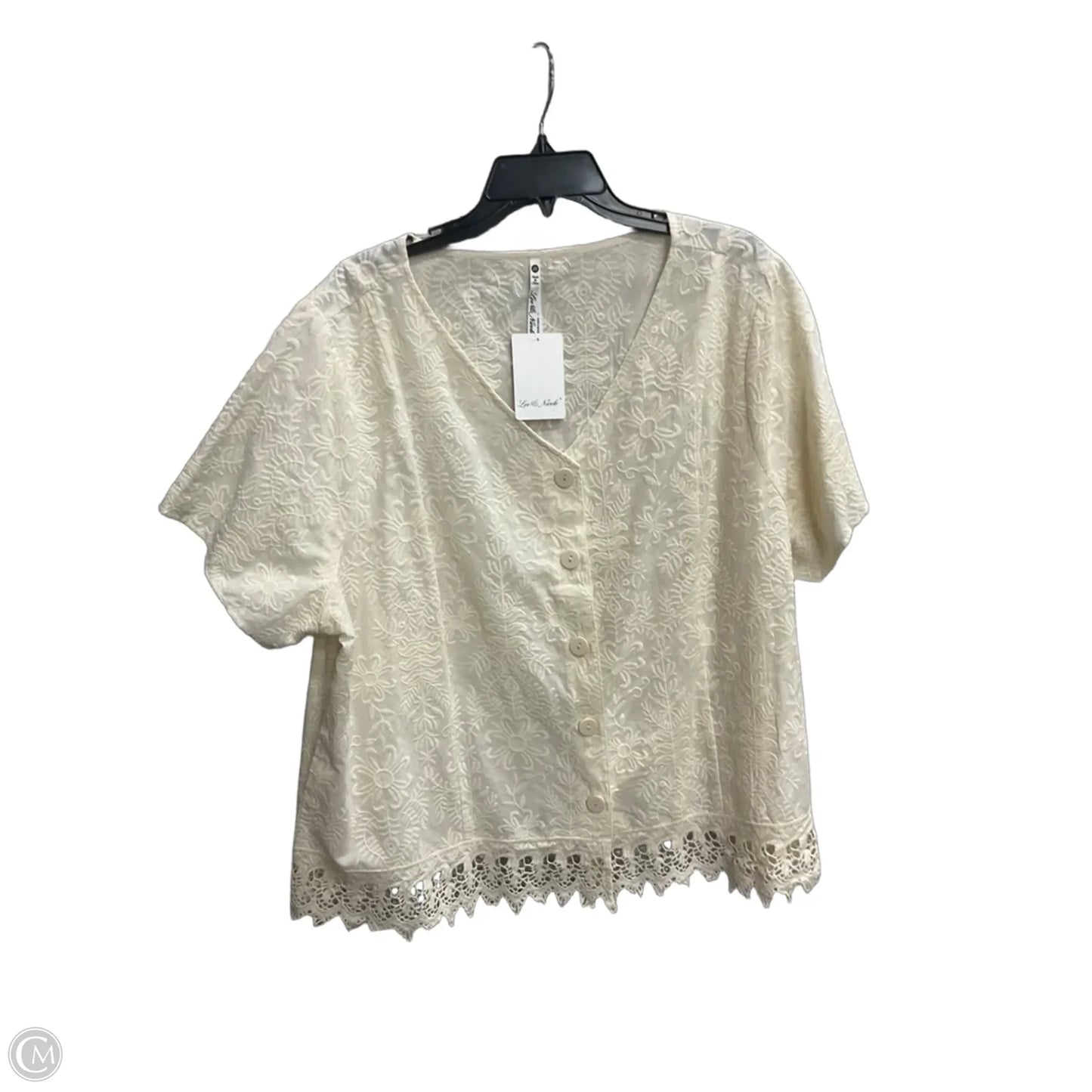 Blouse Short Sleeve By Leo And Nicole In Cream, Size: 2x
