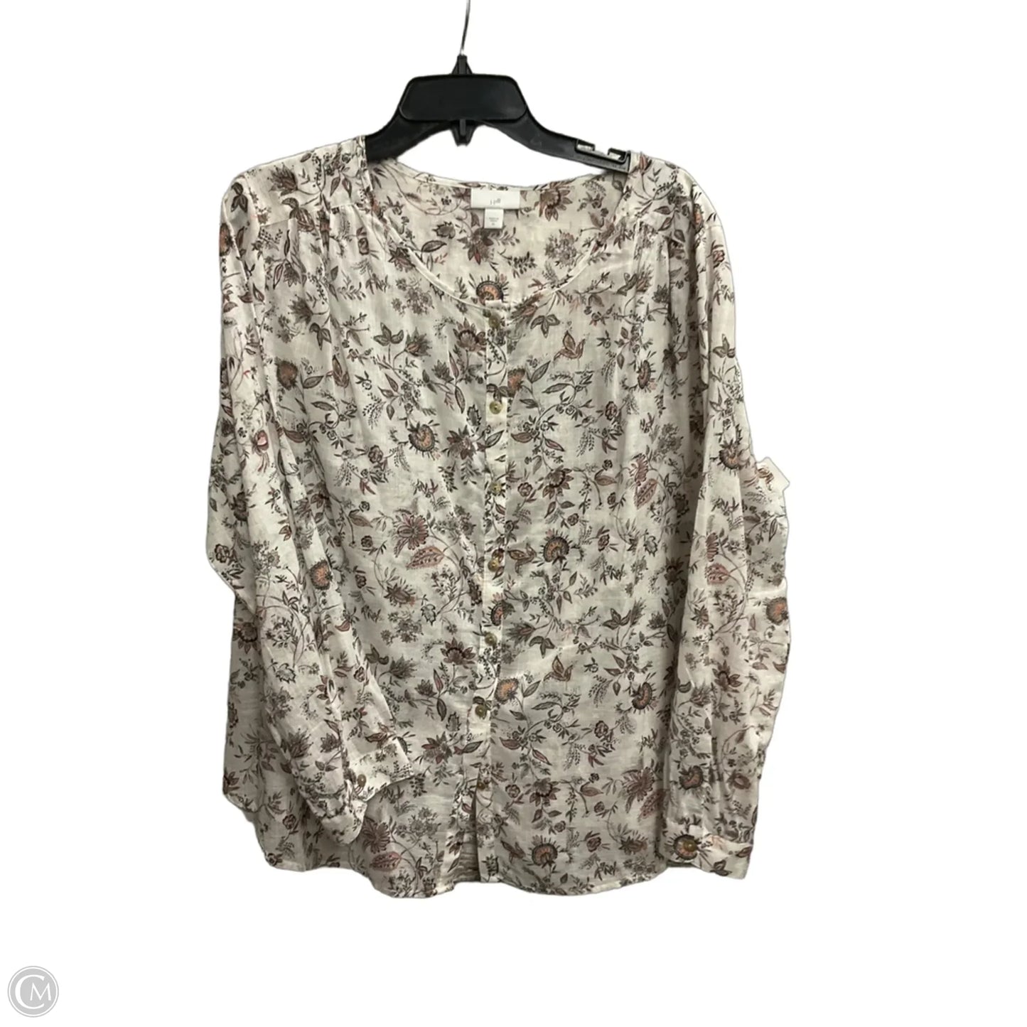 Blouse Long Sleeve By J. Jill In Floral Print, Size: Xl