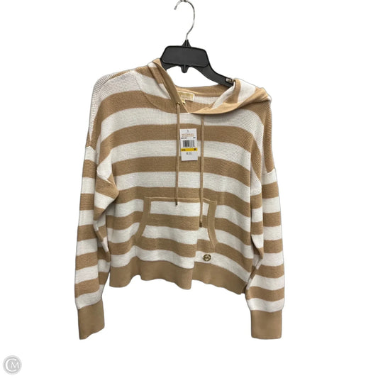 Sweatshirt Hoodie By Michael By Michael Kors In Tan & White, Size: M