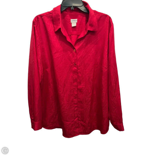 Blouse Long Sleeve By Chicos In Red, Size: Xl