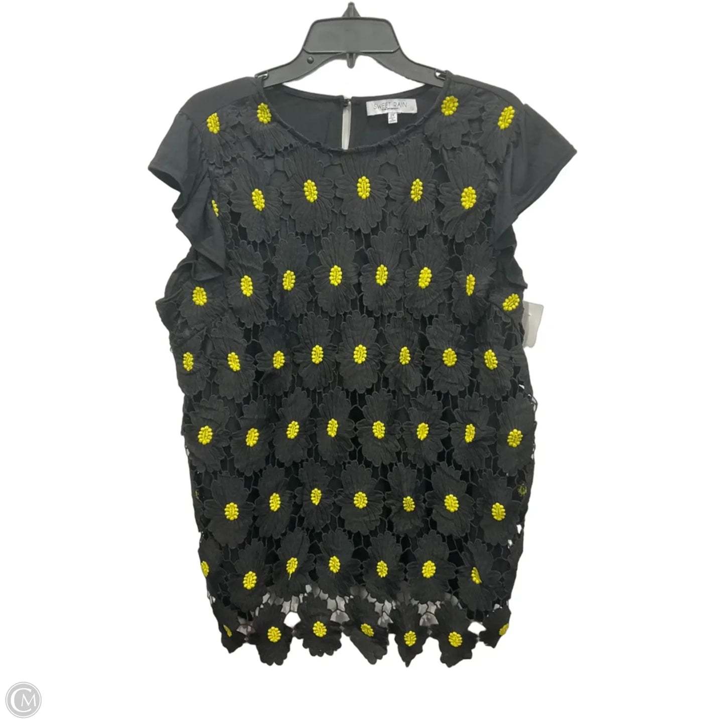 Top Sleeveless By Sweet Rain In Black & Yellow, Size: 2x