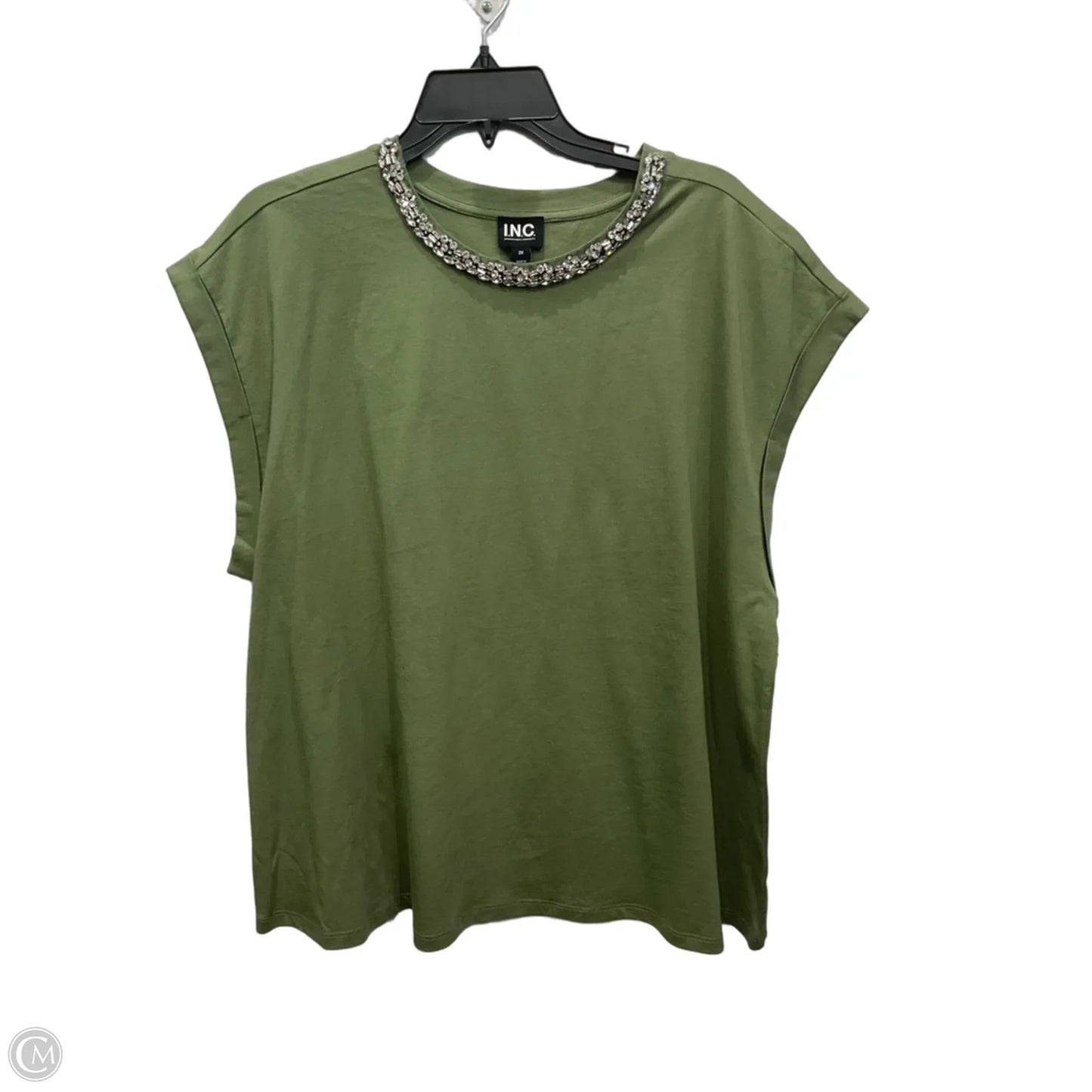 Top Sleeveless By International Concepts In Green, Size: 2x