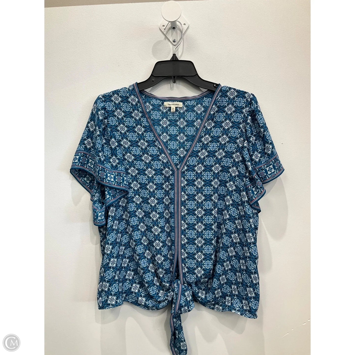 Top Short Sleeve By Max Studio In Blue, Size: Xl