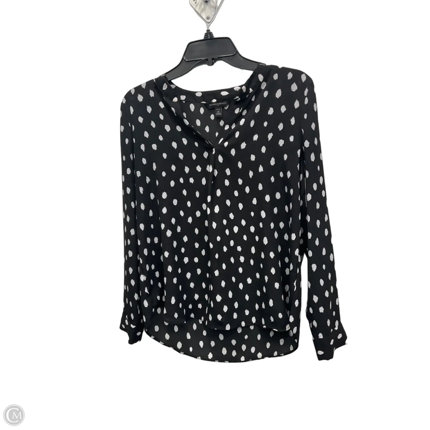 Blouse Long Sleeve By Banana Republic In Black & White, Size: M