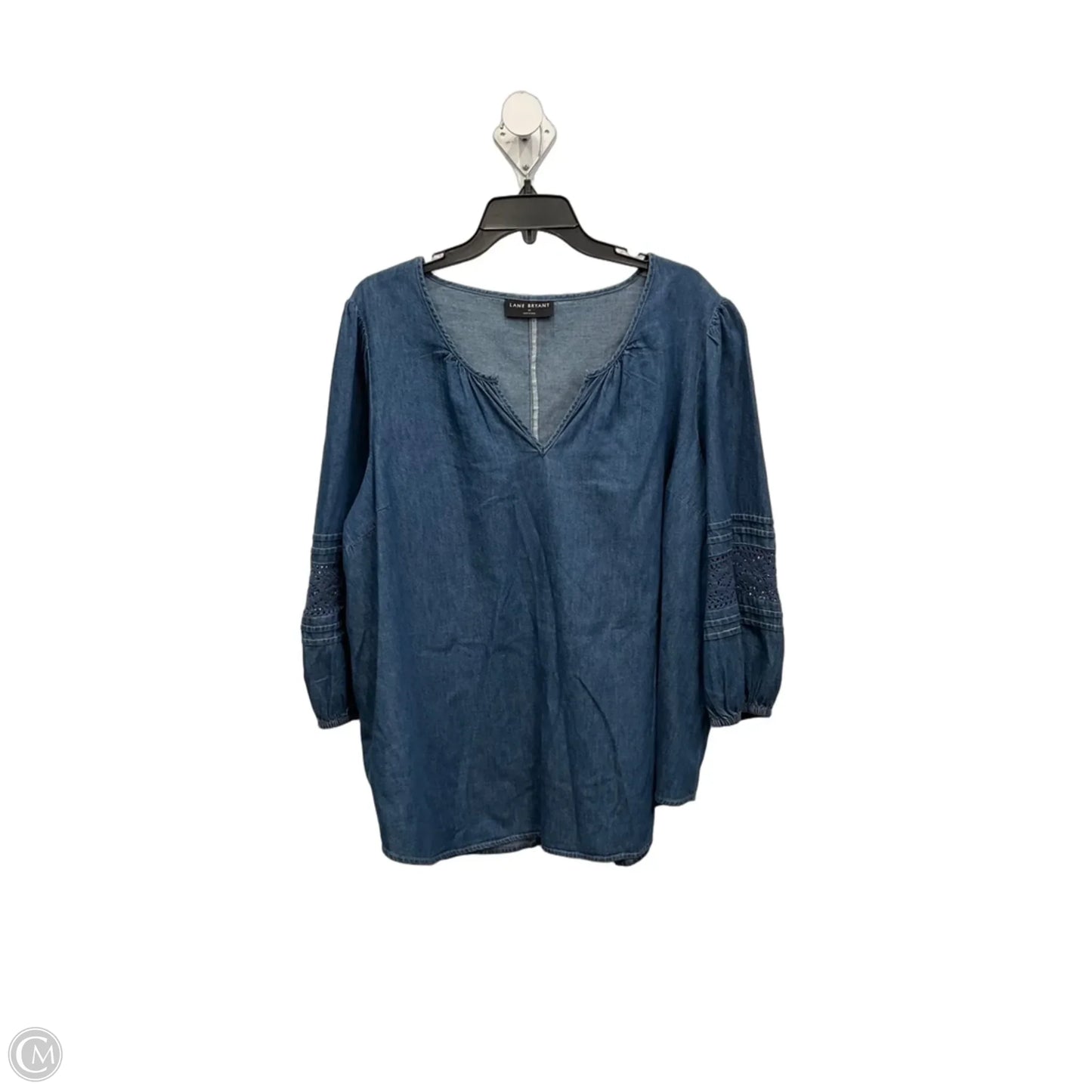 Top 3/4 Sleeve By Lane Bryant In Blue Denim, Size: 2x