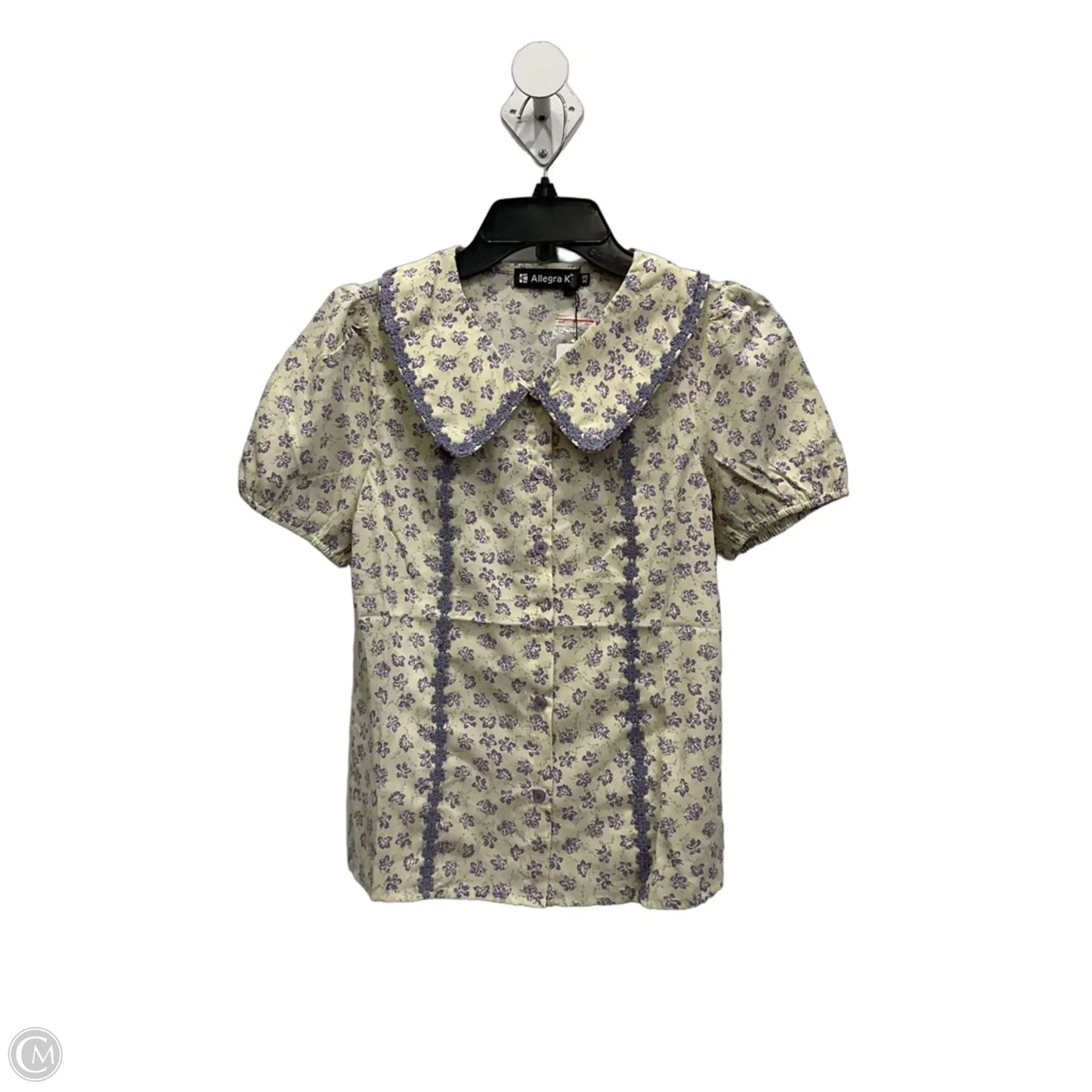 Blouse Short Sleeve By Allegra K In Purple & Yellow, Size: Xs