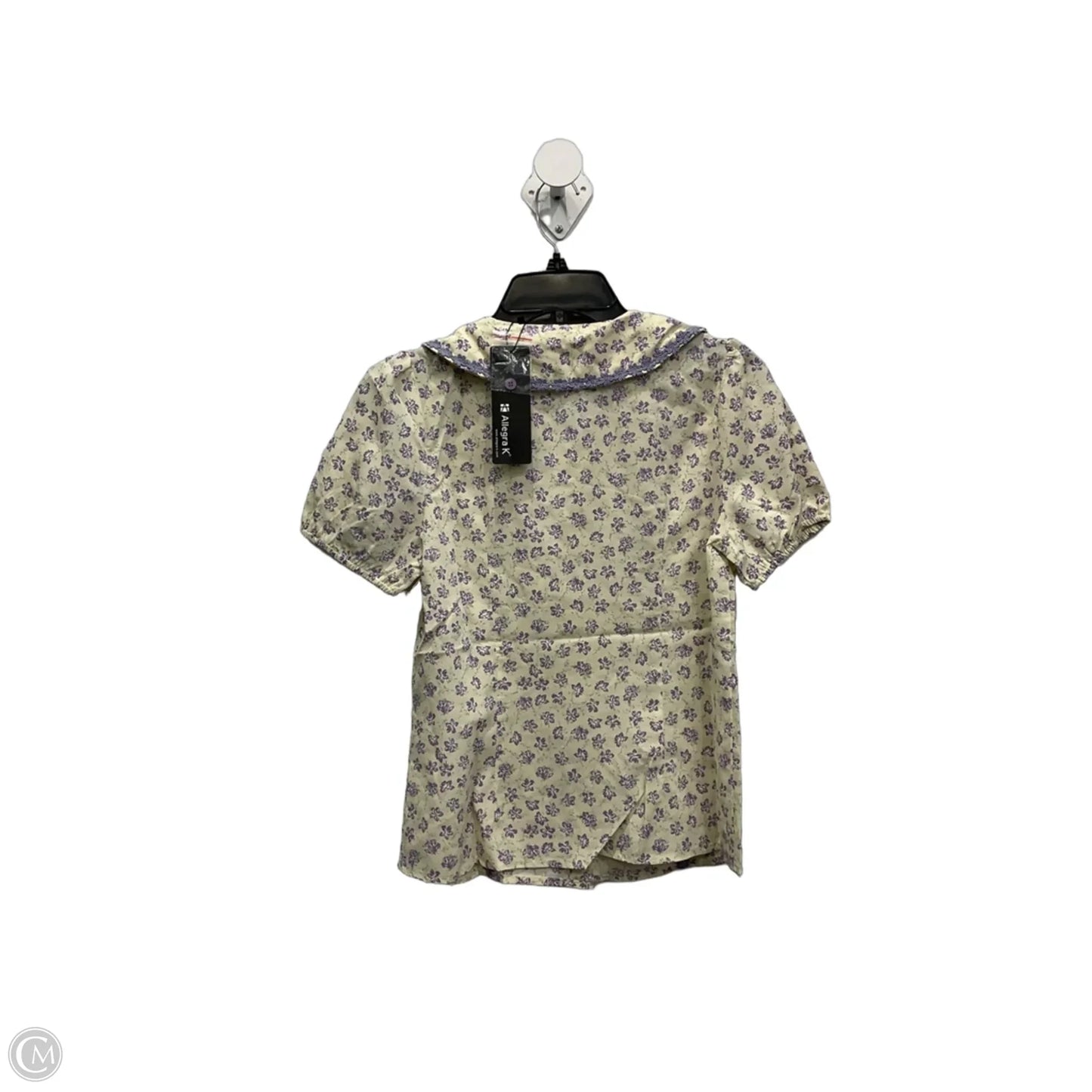 Blouse Short Sleeve By Allegra K In Purple & Yellow, Size: Xs