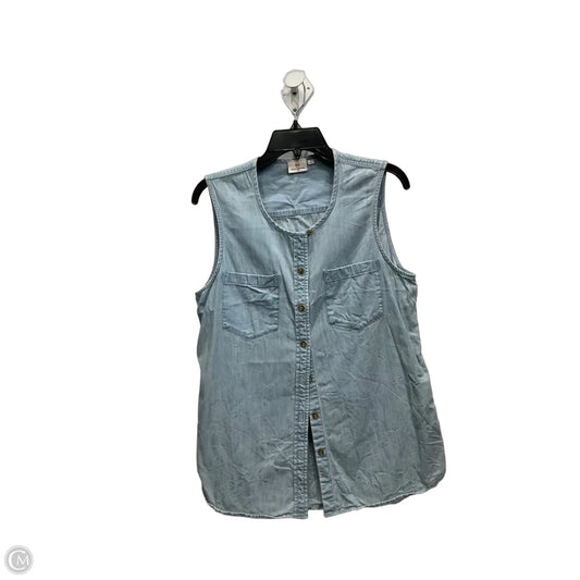 Blouse Sleeveless By Adriano Goldschmied In Blue Denim, Size: L