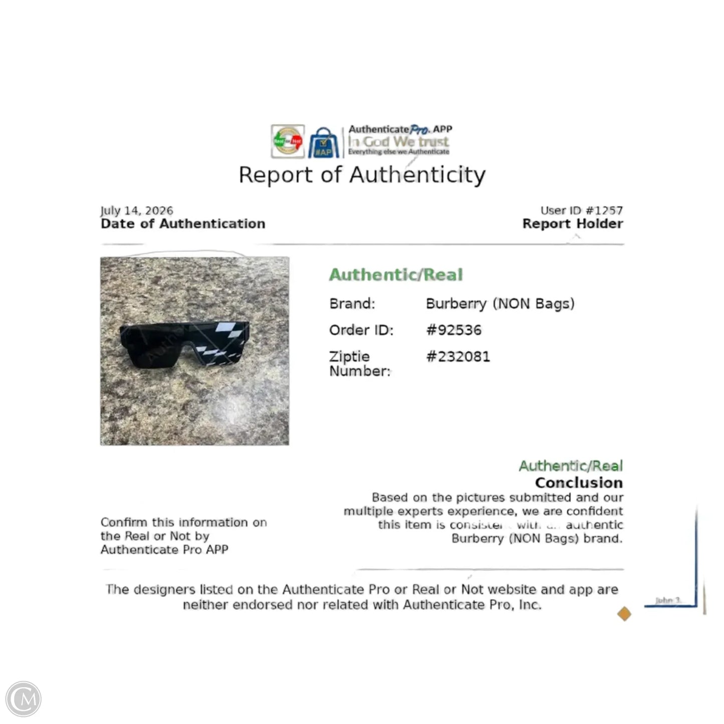 Sunglasses Luxury Designer By Burberry, Size: