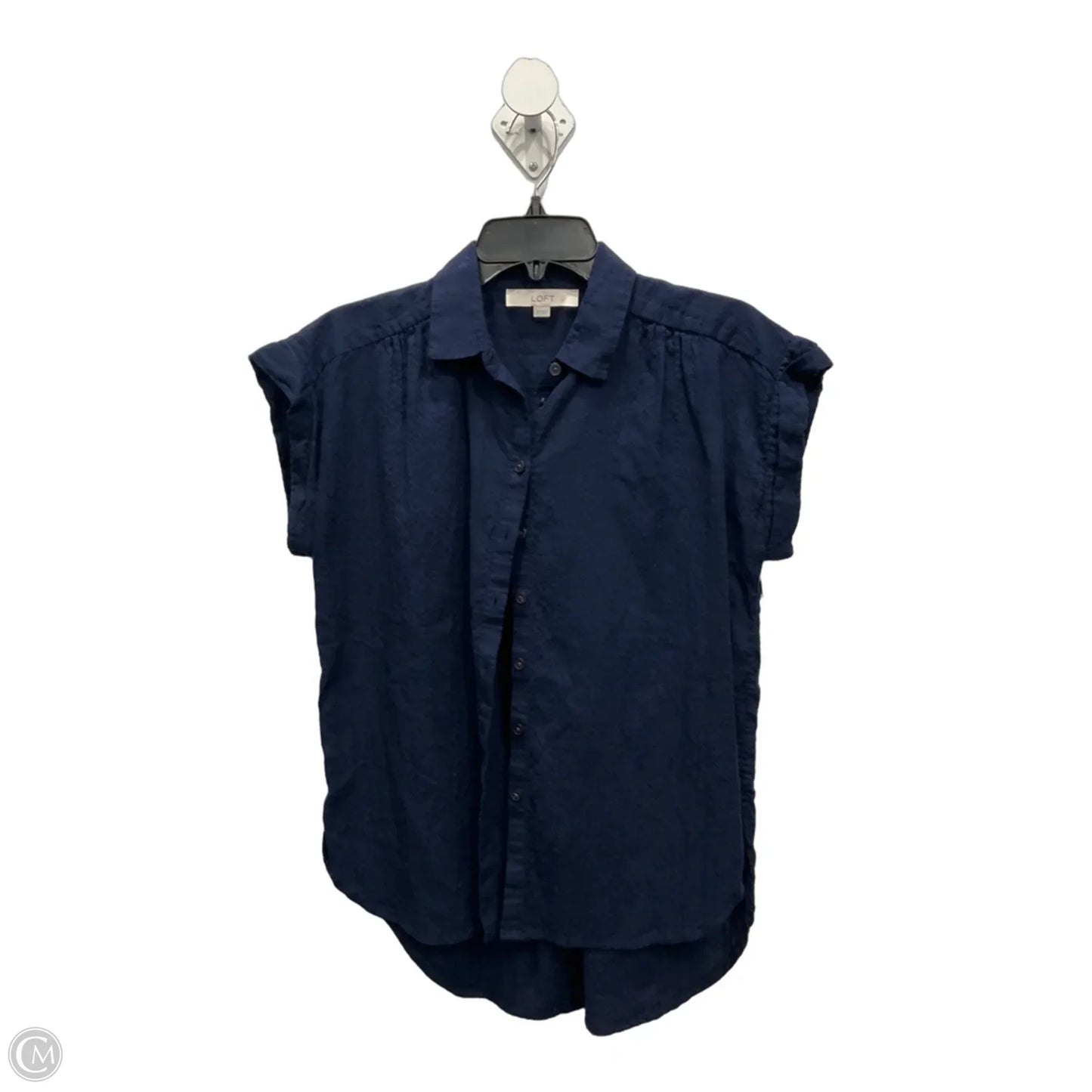 Blouse Short Sleeve By Loft In Navy, Size: Xs