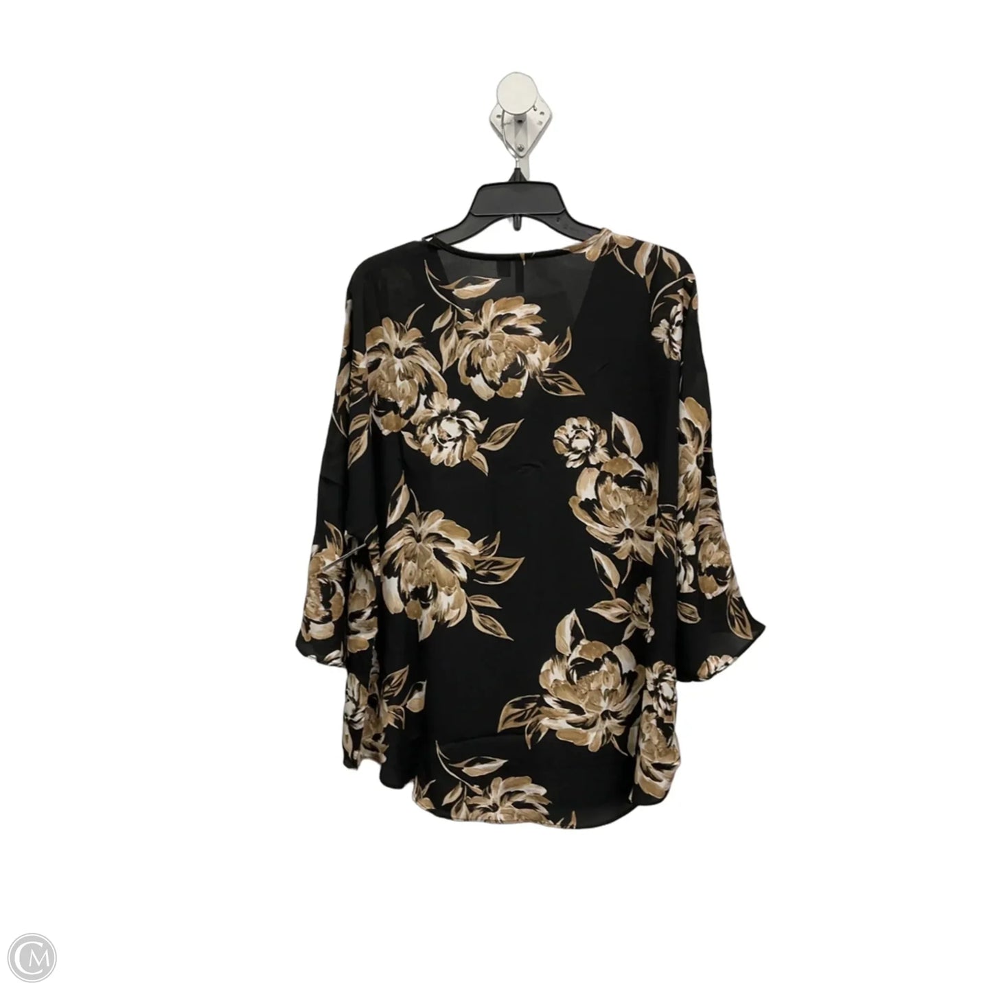 Top 3/4 Sleeve By C Est. 1946 In Black & Cream, Size: Xl