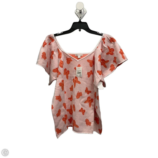 Top Short Sleeve By Cato In Orange & Pink, Size: Xl