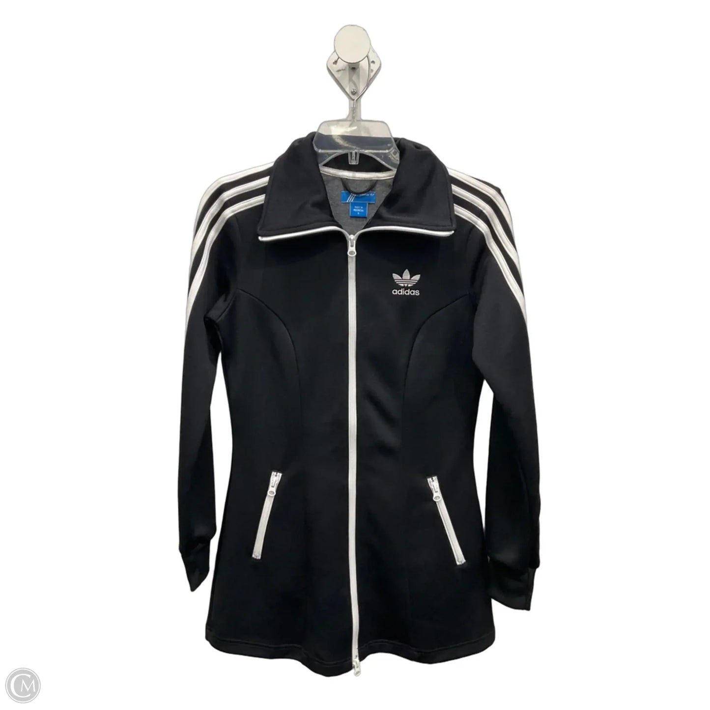 Athletic Jacket By Adidas In Black & White, Size: S