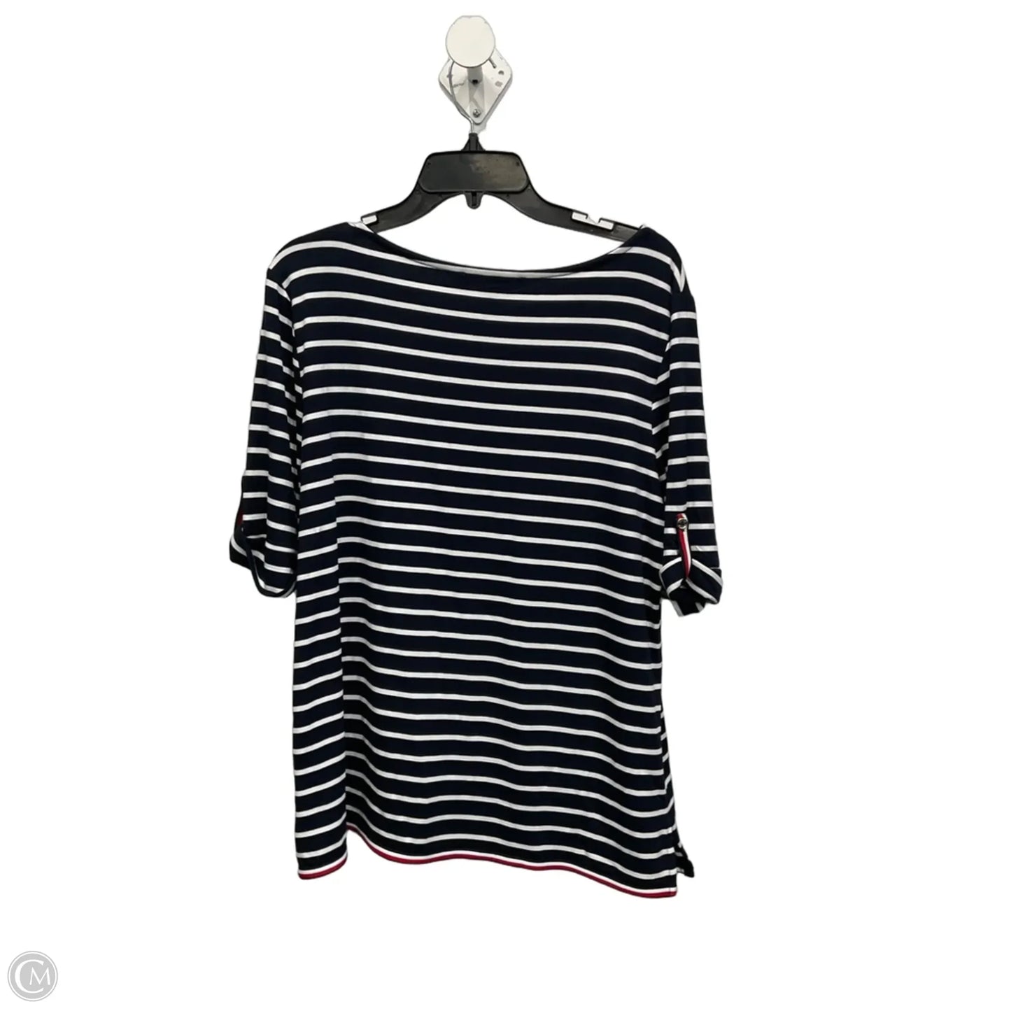 Top Short Sleeve By Tommy Hilfiger In Blue & White, Size: L