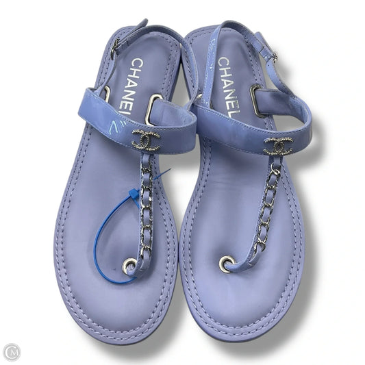 Sandals Luxury Designer By Chanel In Purple, Size: 8