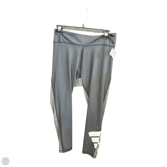 Athletic Leggings By Adidas In Grey, Size: L