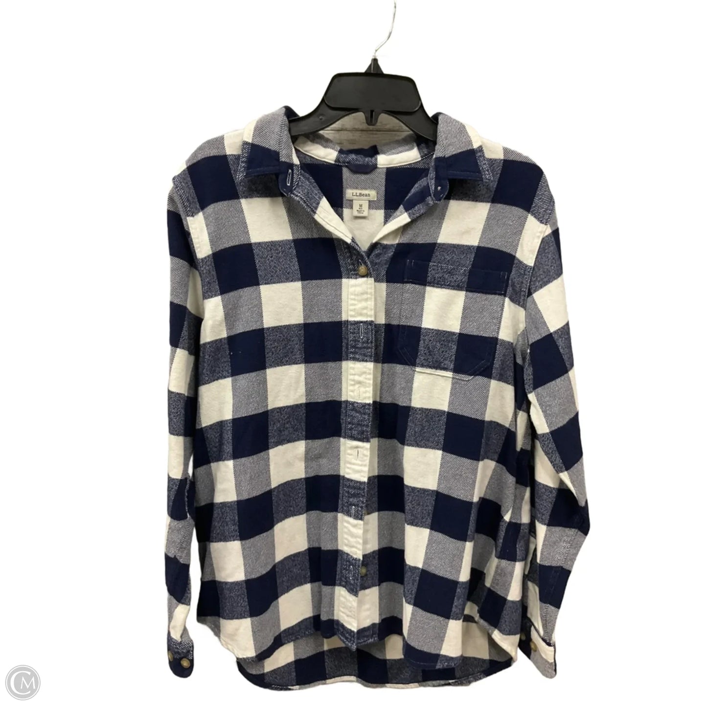 Blouse Long Sleeve By L.l. Bean In Plaid Pattern, Size: M