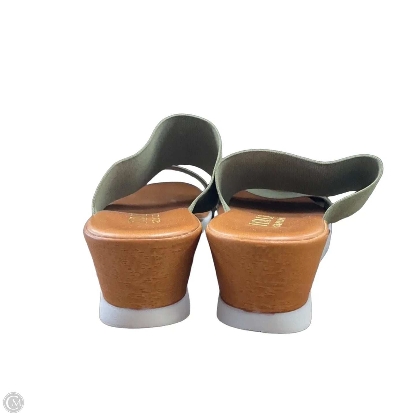 Shoes Heels Wedge By Italian Shoemakers In Green & Tan, Size: 7.5