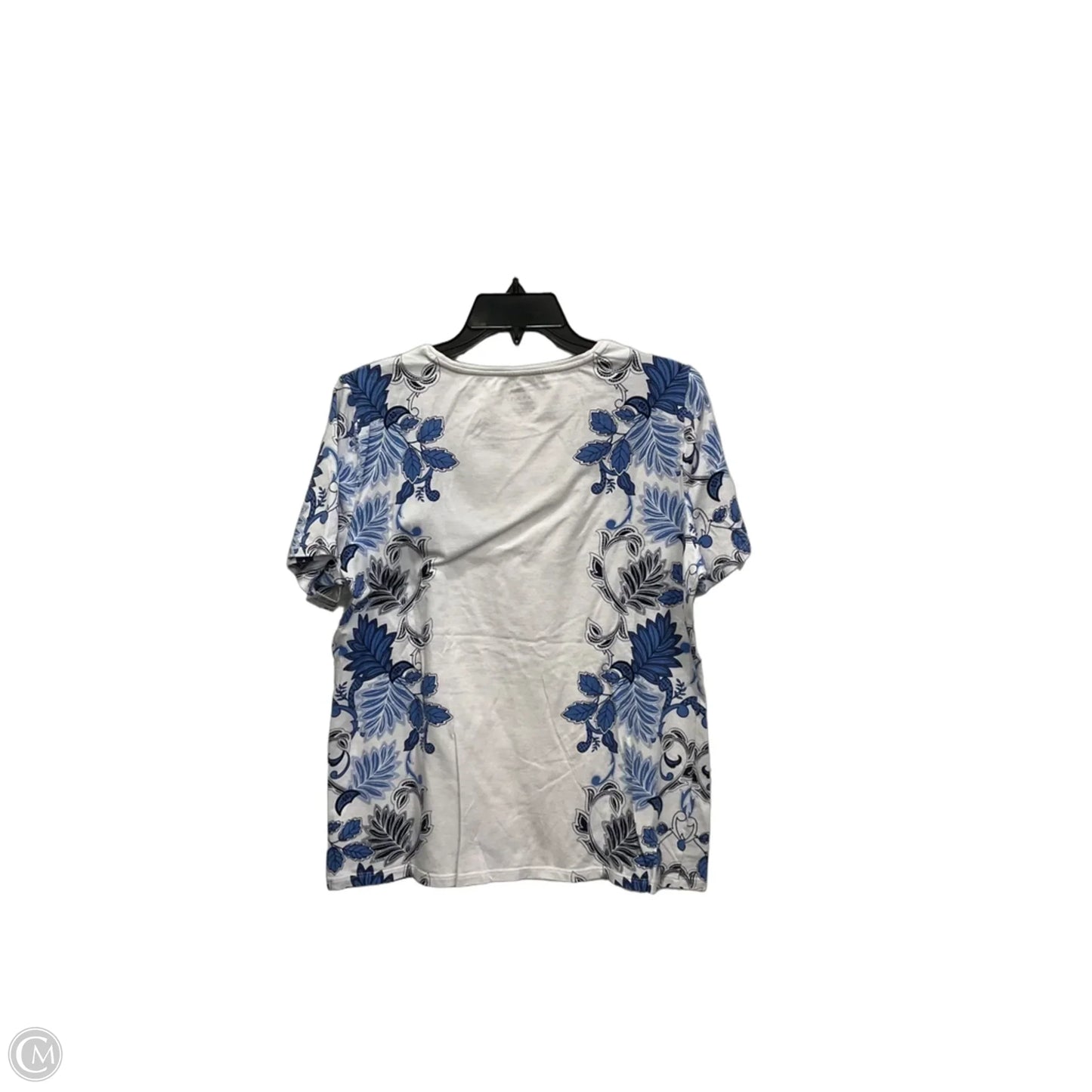 Top Short Sleeve By Talbots In Blue & White, Size: L