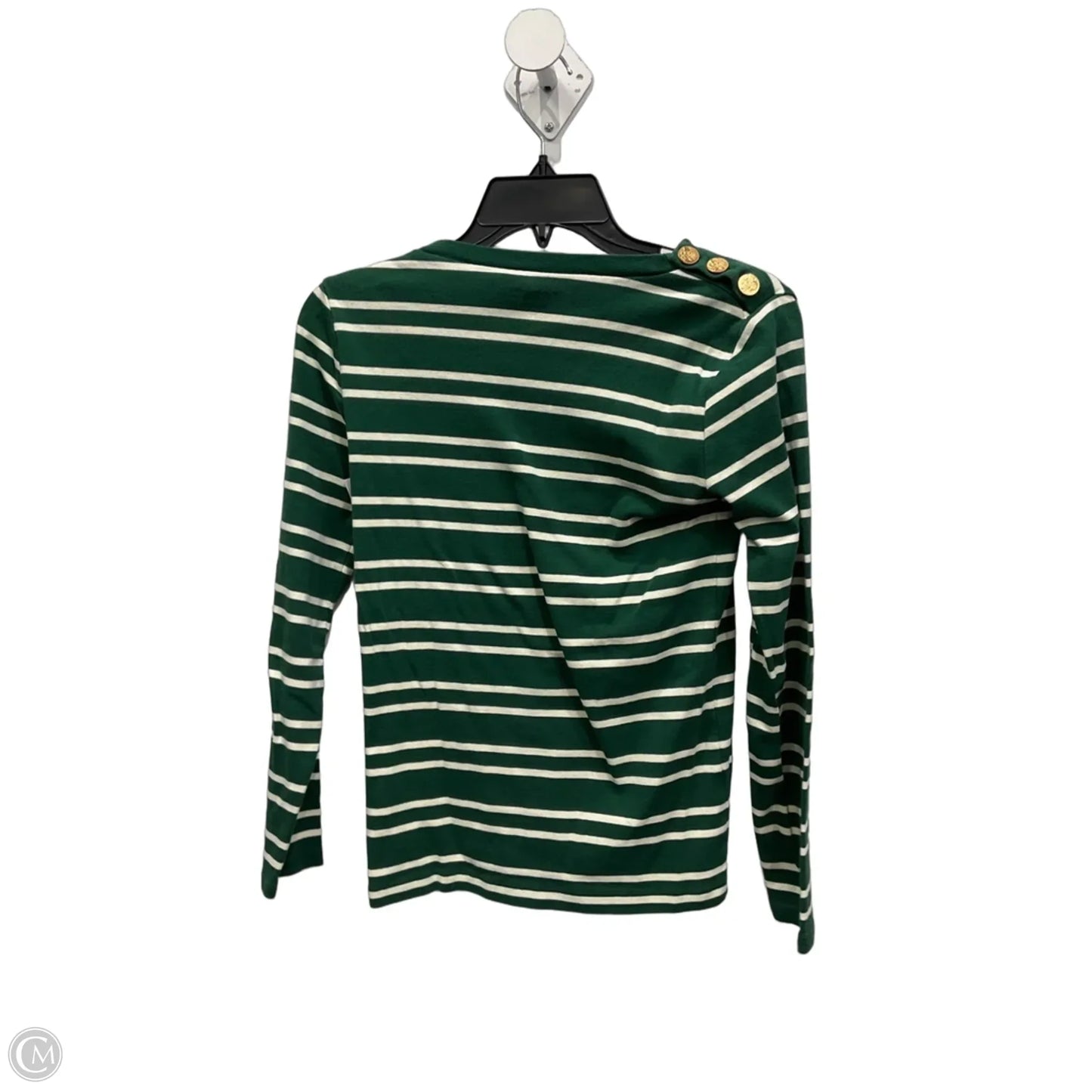 Top Long Sleeve By J. Crew In Green & White, Size: S