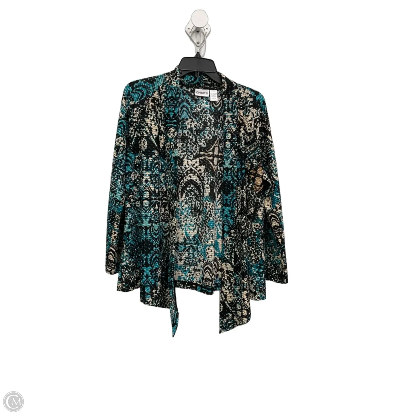 Cardigan By Chicos In Black & Blue, Size: Xs