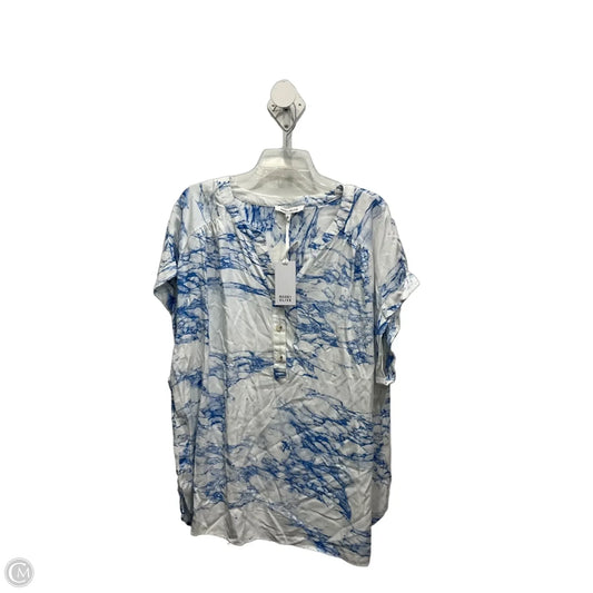 Top Short Sleeve By Rose And Olive In Blue & White, Size: 1x